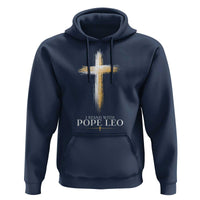 I Stand With Pope Leo Brushstroke Cross Hoodie Religious Christian Witness