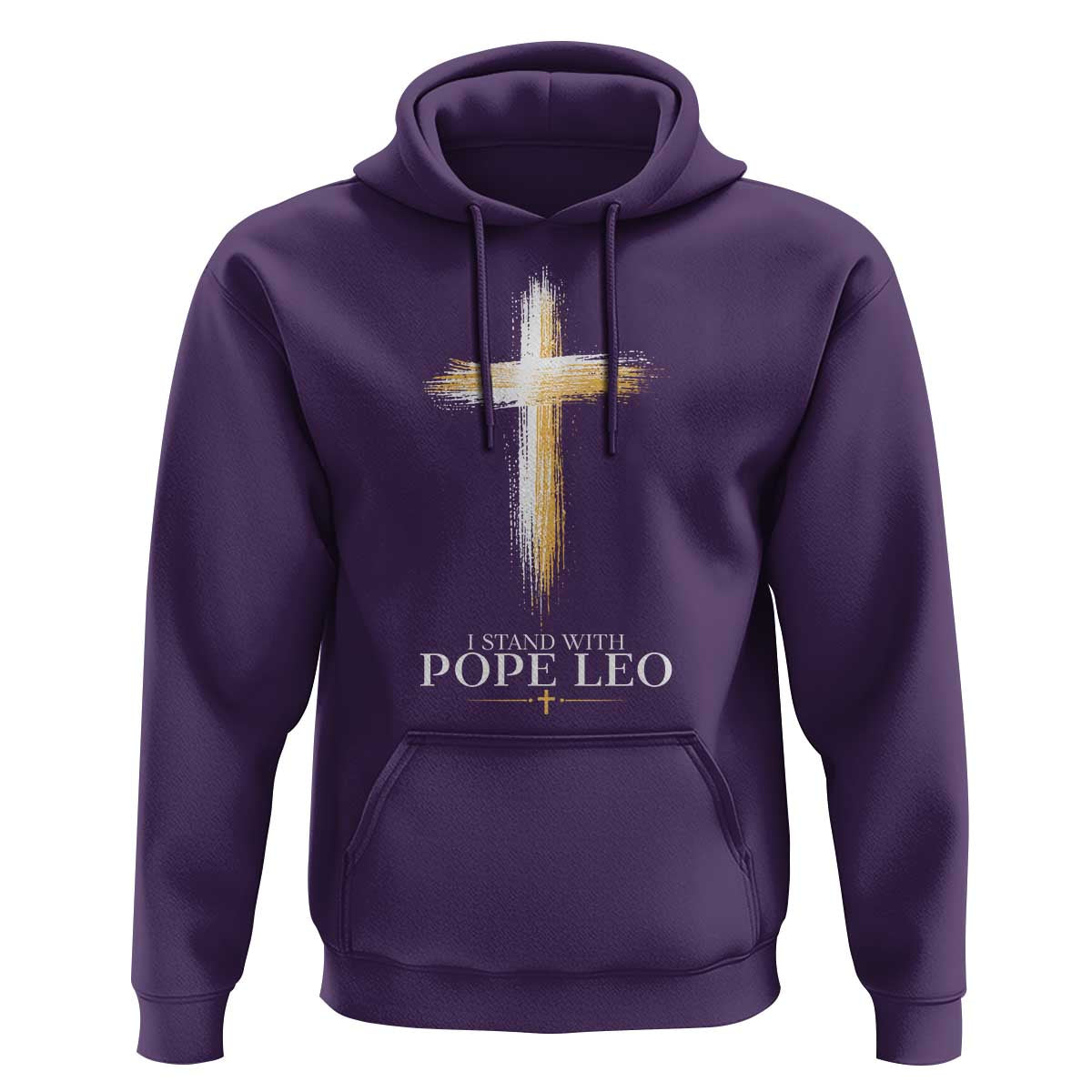 I Stand With Pope Leo Brushstroke Cross Hoodie Religious Christian Witness