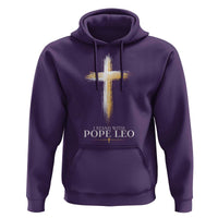 I Stand With Pope Leo Brushstroke Cross Hoodie Religious Christian Witness