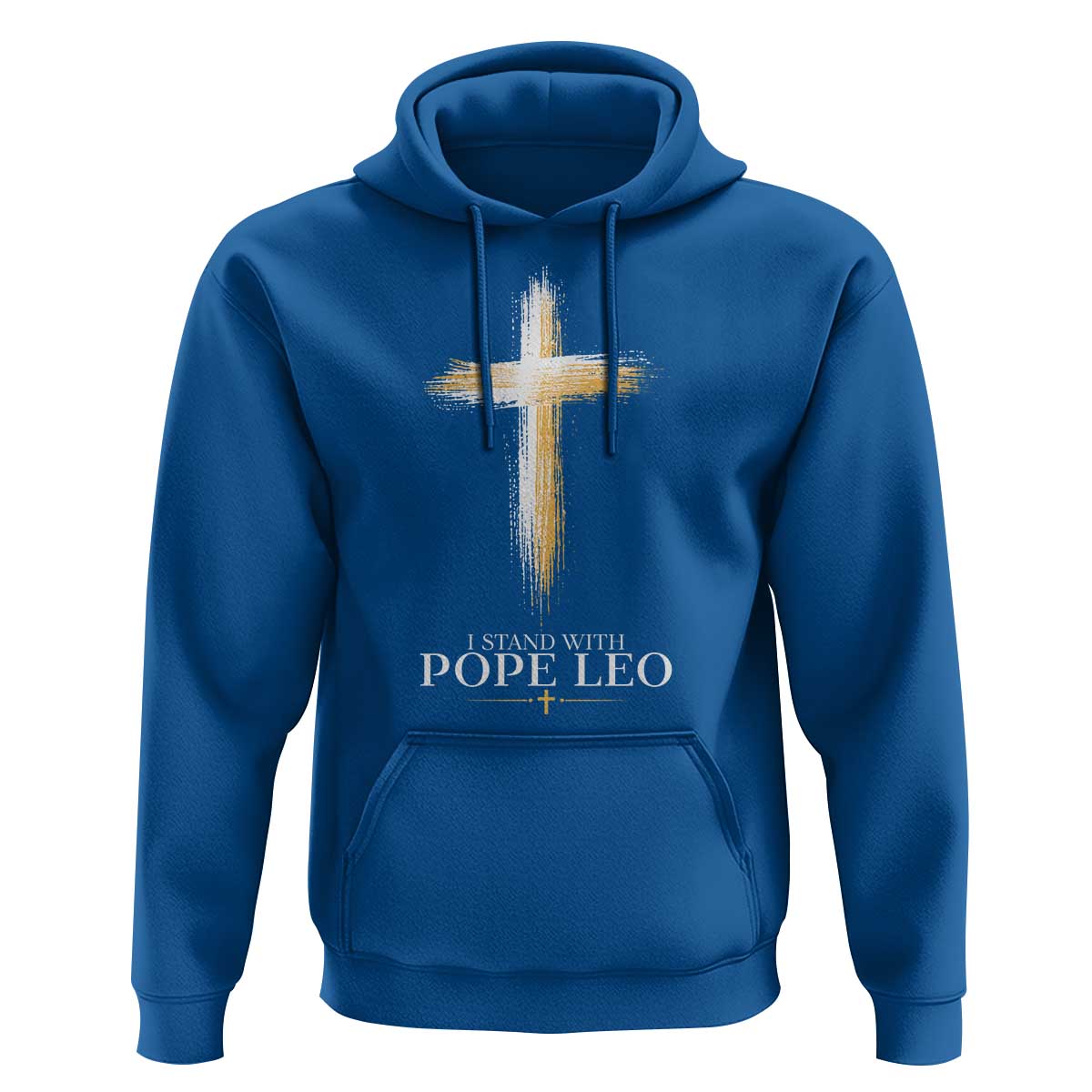 I Stand With Pope Leo Brushstroke Cross Hoodie Religious Christian Witness