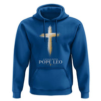 I Stand With Pope Leo Brushstroke Cross Hoodie Religious Christian Witness