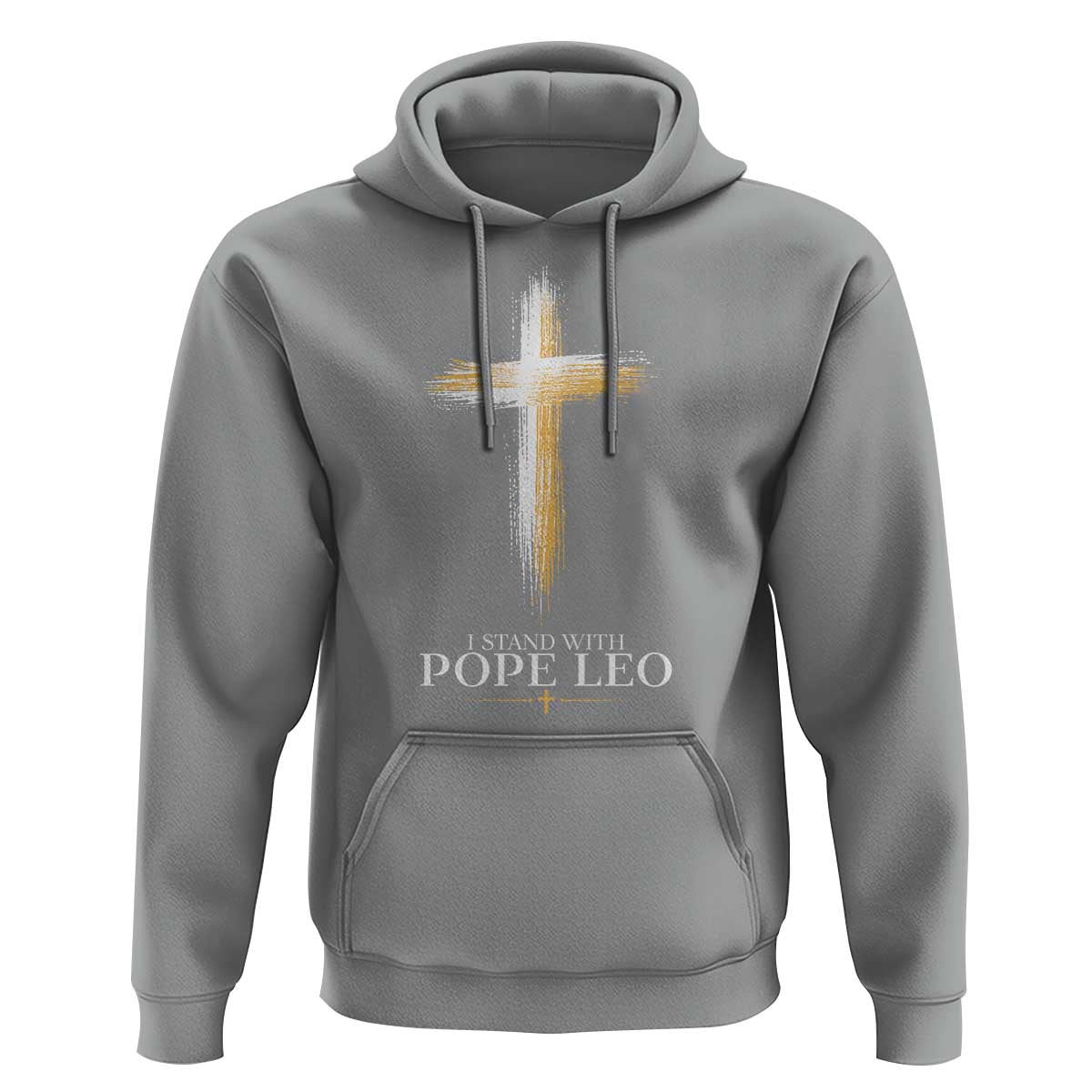 I Stand With Pope Leo Brushstroke Cross Hoodie Religious Christian Witness