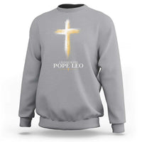 I Stand With Pope Leo Brushstroke Cross Sweatshirt Religious Christian Witness