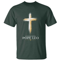 I Stand With Pope Leo Brushstroke Cross T Shirt Religious Christian Witness