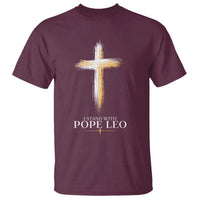 I Stand With Pope Leo Brushstroke Cross T Shirt Religious Christian Witness