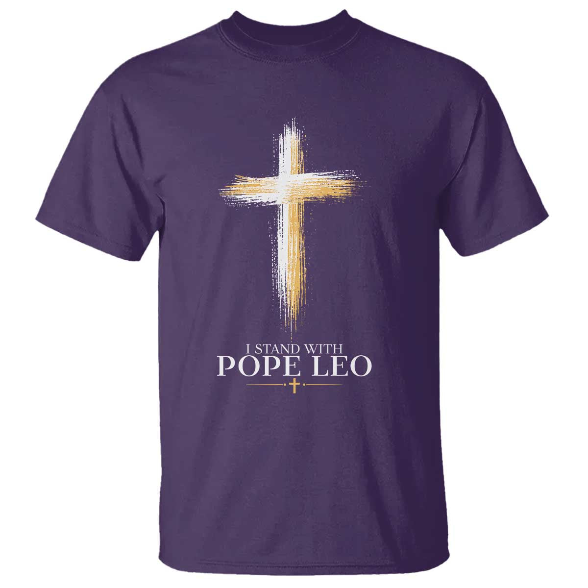 I Stand With Pope Leo Brushstroke Cross T Shirt Religious Christian Witness