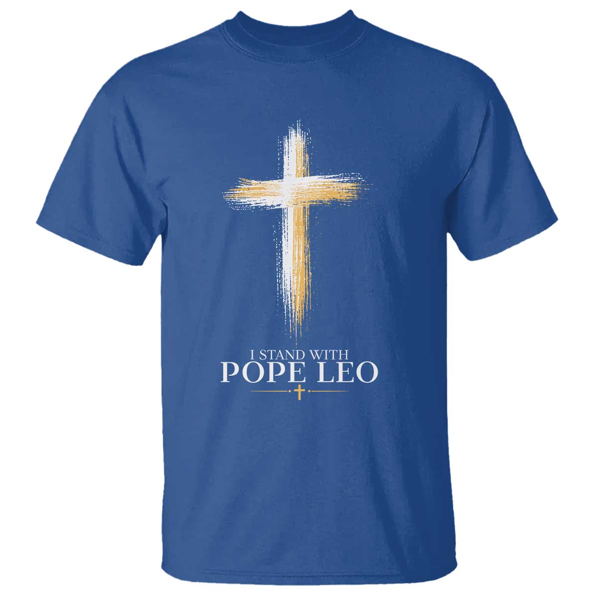 I Stand With Pope Leo Brushstroke Cross T Shirt Religious Christian Witness