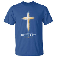 I Stand With Pope Leo Brushstroke Cross T Shirt Religious Christian Witness