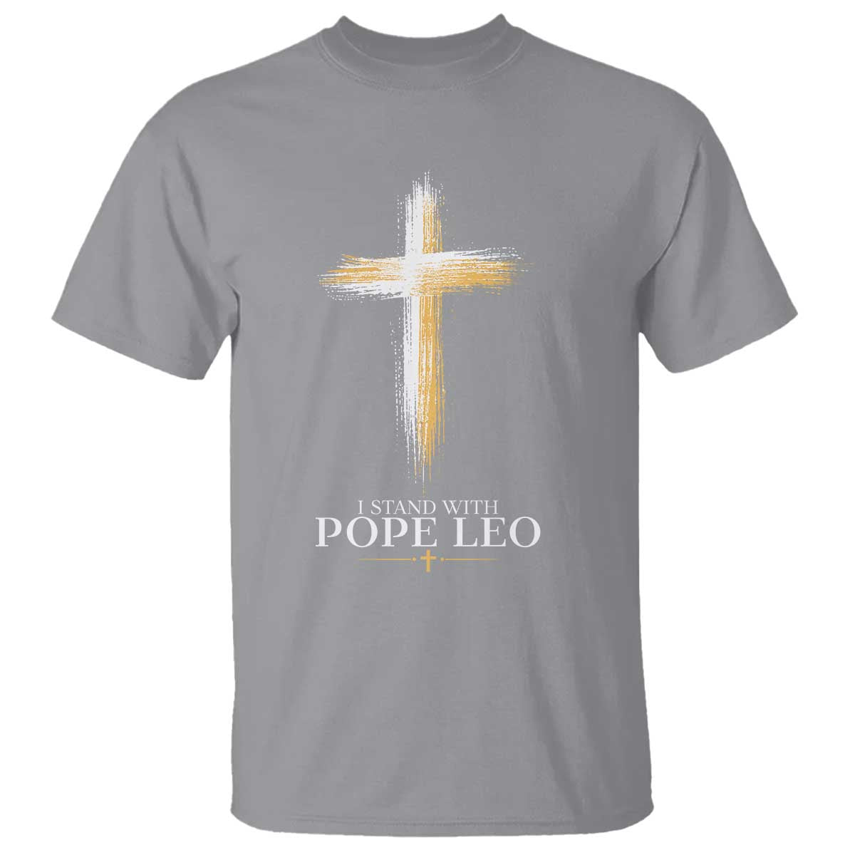 I Stand With Pope Leo Brushstroke Cross T Shirt Religious Christian Witness