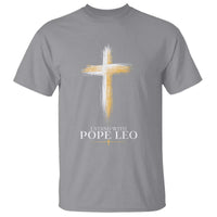 I Stand With Pope Leo Brushstroke Cross T Shirt Religious Christian Witness