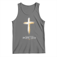 I Stand With Pope Leo Brushstroke Cross Tank Top Religious Christian Witness