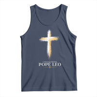 I Stand With Pope Leo Brushstroke Cross Tank Top Religious Christian Witness