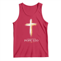 I Stand With Pope Leo Brushstroke Cross Tank Top Religious Christian Witness