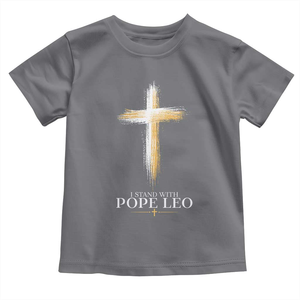 I Stand With Pope Leo Brushstroke Cross Toddler T Shirt Religious Christian Witness