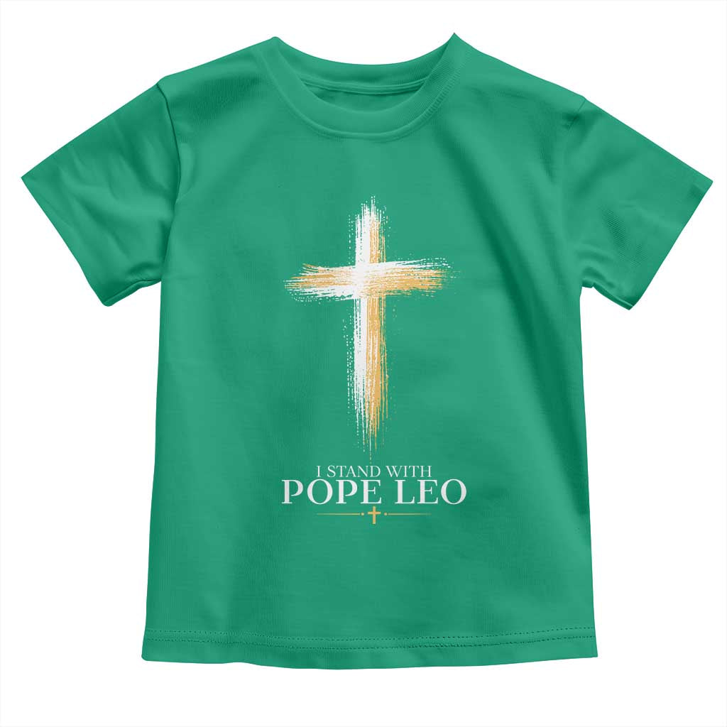 I Stand With Pope Leo Brushstroke Cross Toddler T Shirt Religious Christian Witness
