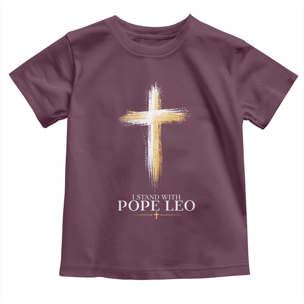I Stand With Pope Leo Brushstroke Cross Toddler T Shirt Religious Christian Witness