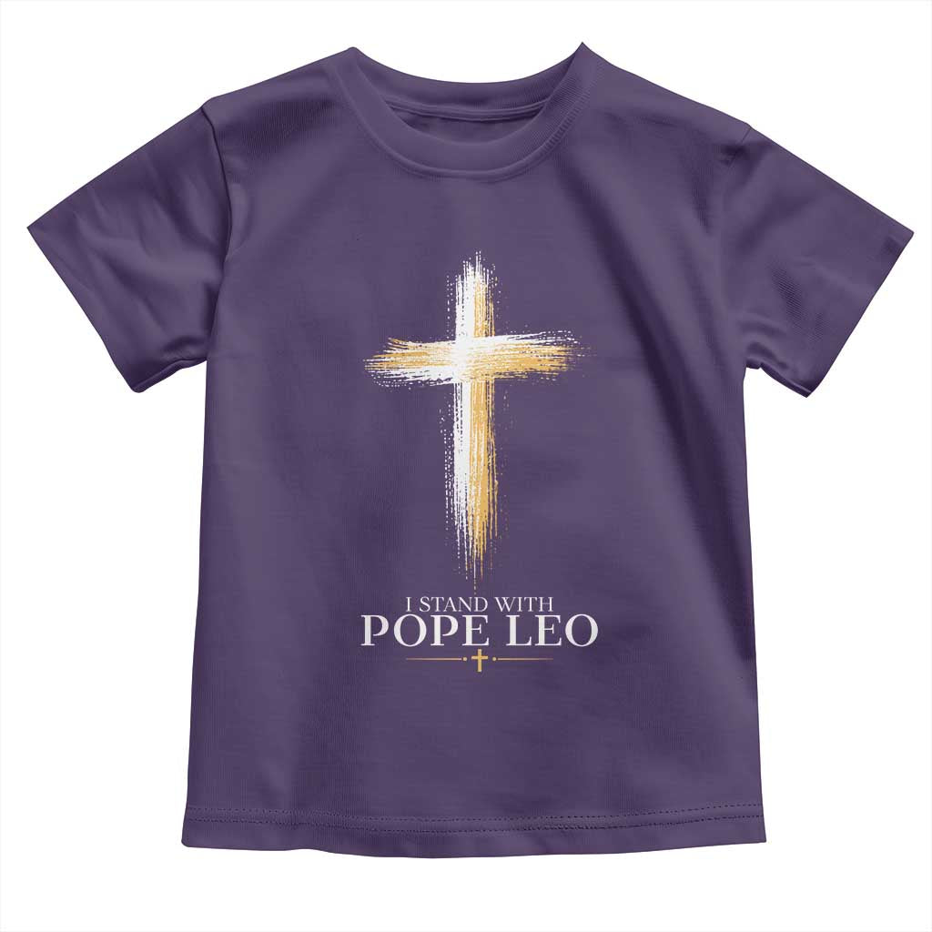 I Stand With Pope Leo Brushstroke Cross Toddler T Shirt Religious Christian Witness