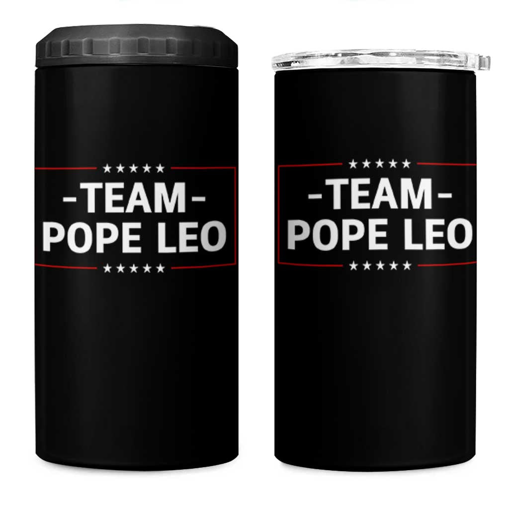 Team Pope Leo XIV 4 in 1 Can Cooler Tumbler Catholic Pride Religious Faith Solidarity