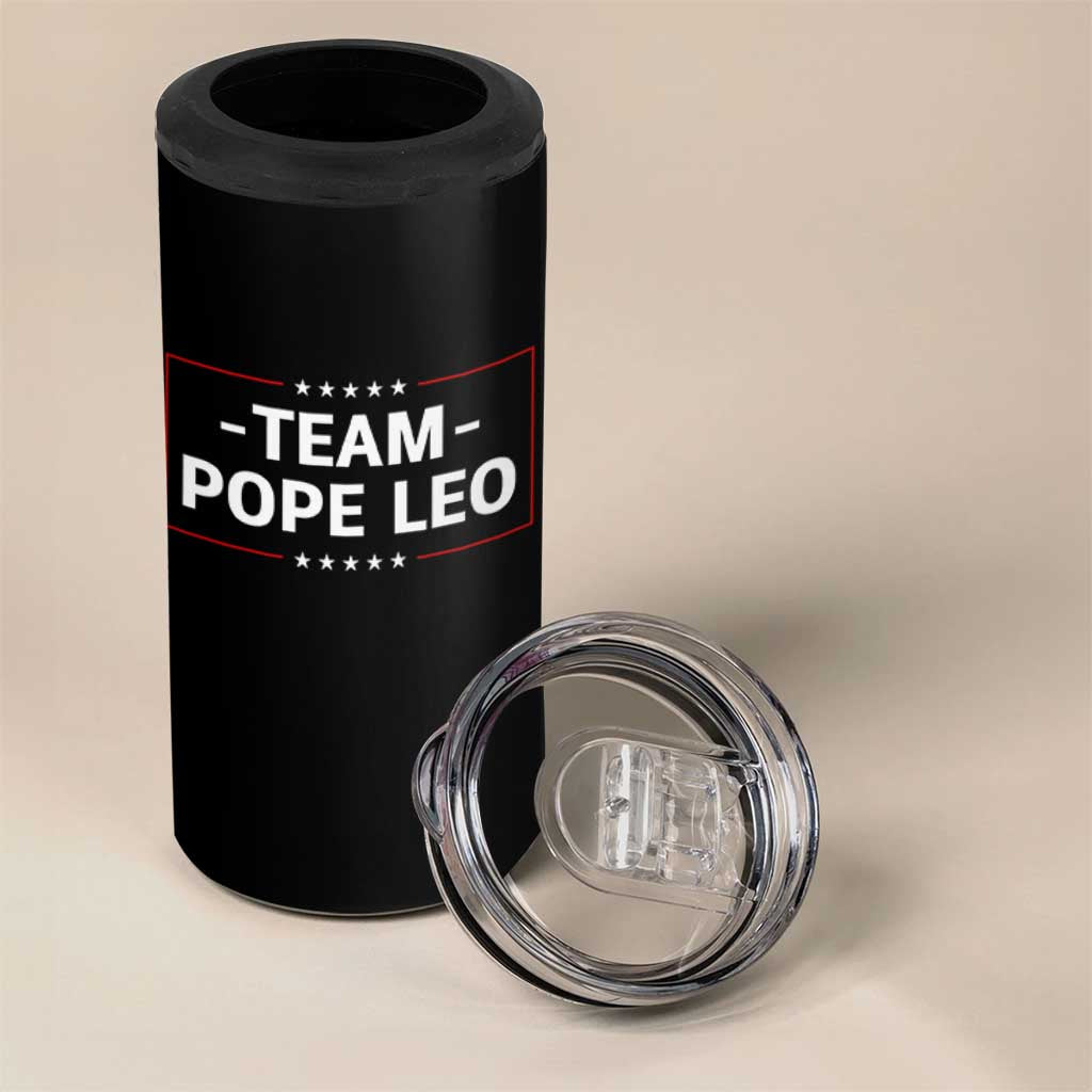 Team Pope Leo XIV 4 in 1 Can Cooler Tumbler Catholic Pride Religious Faith Solidarity