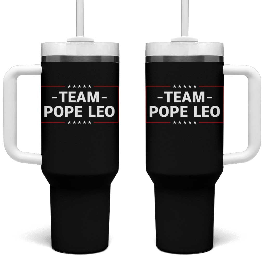 Team Pope Leo XIV Tumbler With Handle Catholic Pride Religious Faith Solidarity