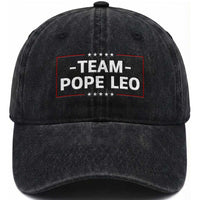 Team Pope Leo XIV Washed Cotton Baseball Cap Catholic Pride Religious Faith Solidarity
