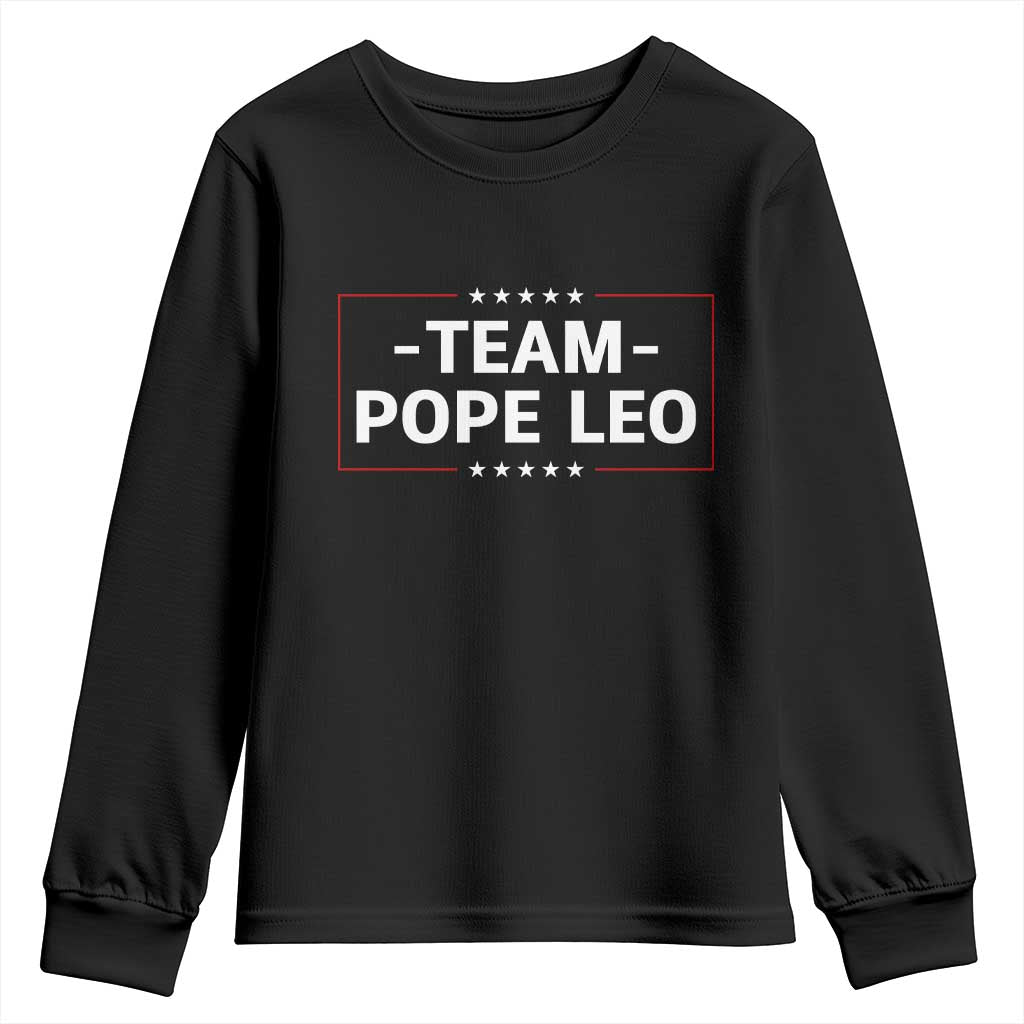 Team Pope Leo XIV Youth Sweatshirt Catholic Pride Religious Faith Solidarity