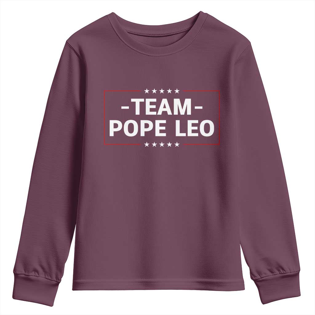 Team Pope Leo XIV Youth Sweatshirt Catholic Pride Religious Faith Solidarity