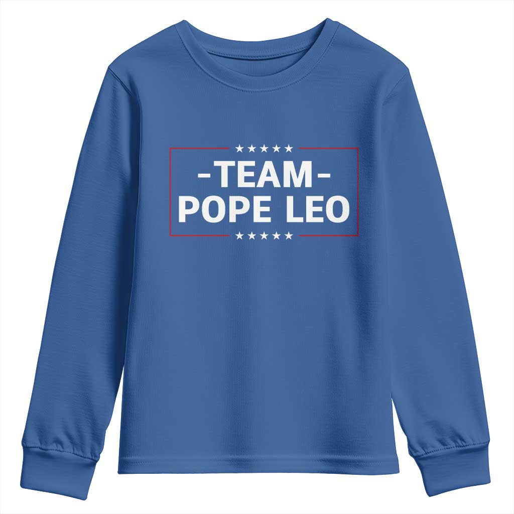 Team Pope Leo XIV Youth Sweatshirt Catholic Pride Religious Faith Solidarity