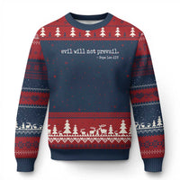 Evil Will Not Prevail Pope Leo XIV Religious Quote Ugly Christmas Sweater Hopeful Christian Faith Graphic