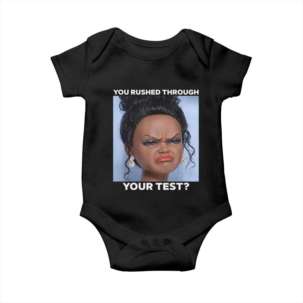 Funny You Rushed Through Your Test Doll Face Meme Baby Onesie Teacher Reaction Humor Testing Day