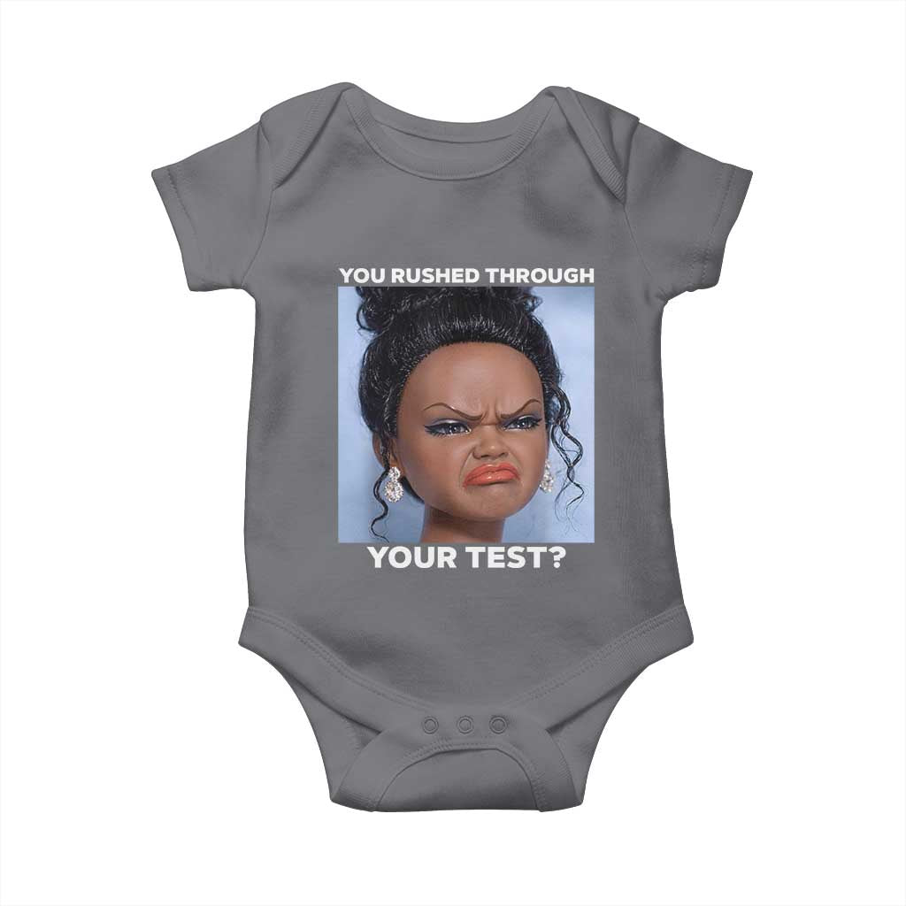 Funny You Rushed Through Your Test Doll Face Meme Baby Onesie Teacher Reaction Humor Testing Day