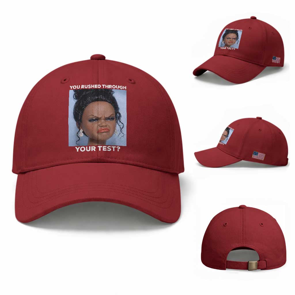 Funny You Rushed Through Your Test Doll Face Meme Baseball Cap Teacher Reaction Humor Testing Day