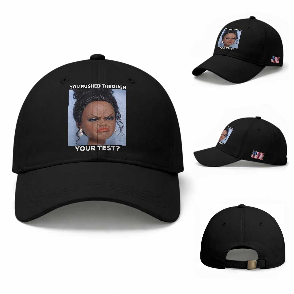 Funny You Rushed Through Your Test Doll Face Meme Baseball Cap Teacher Reaction Humor Testing Day
