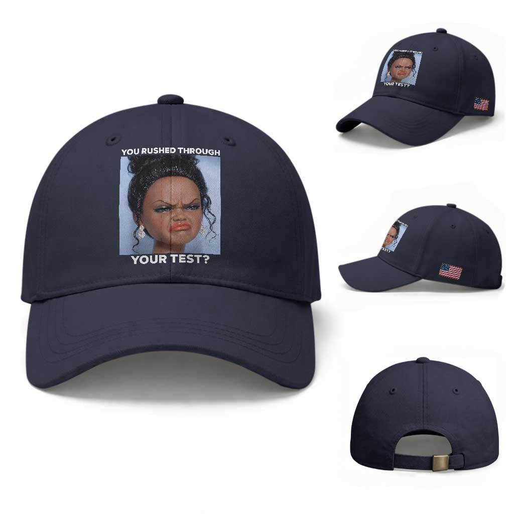 Funny You Rushed Through Your Test Doll Face Meme Baseball Cap Teacher Reaction Humor Testing Day