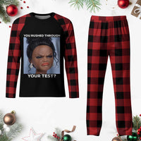 Funny You Rushed Through Your Test Doll Face Meme Plaid Pajama Set Teacher Reaction Humor Testing Day