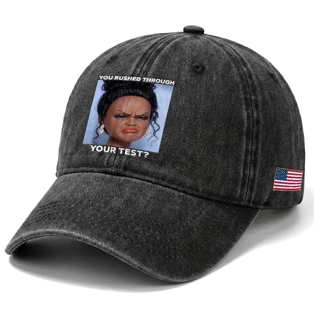 Funny You Rushed Through Your Test Doll Face Meme Washed Cotton Baseball Cap Teacher Reaction Humor Testing Day