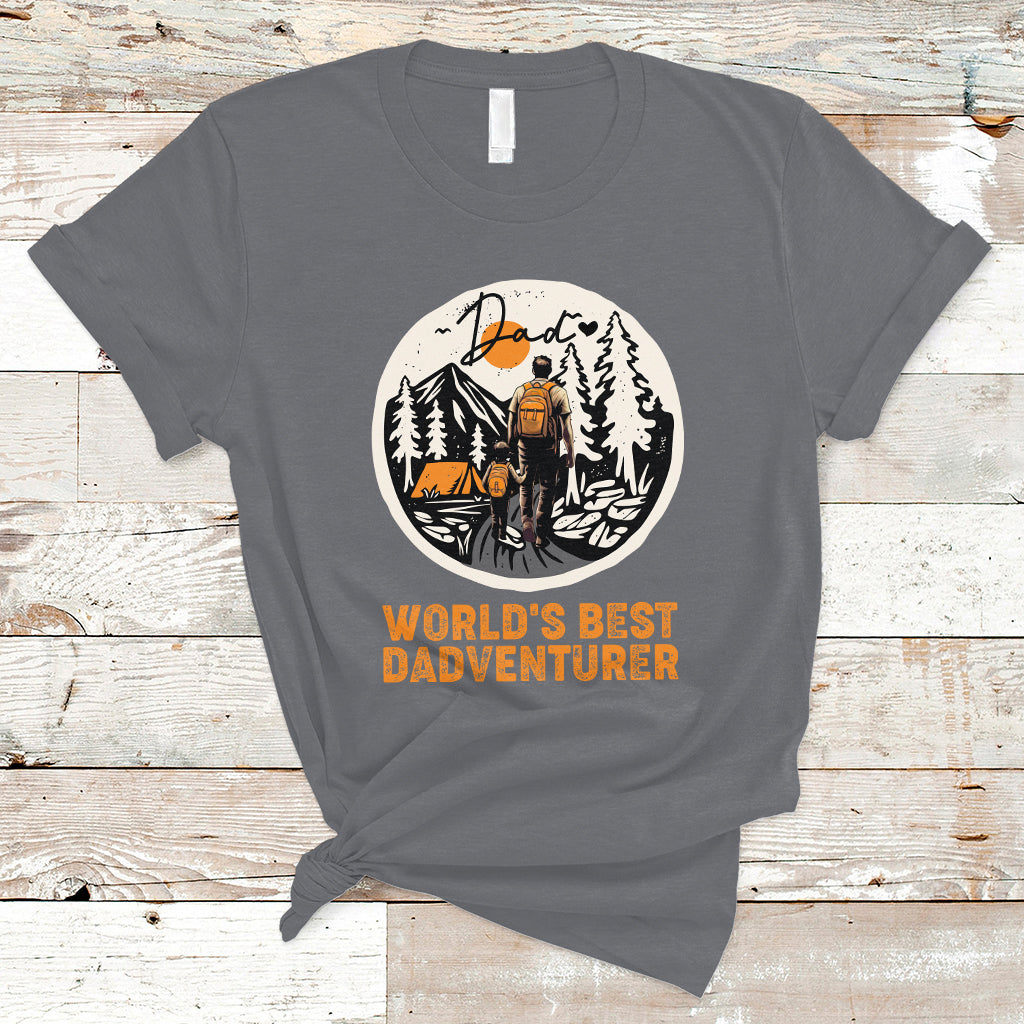 Camping Dad T Shirt World's Best Dadventure Dad Camping Outdoor Nature Lovers - Wonder Print Shop