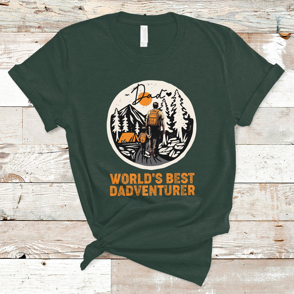 Camping Dad T Shirt World's Best Dadventure Dad Camping Outdoor Nature Lovers - Wonder Print Shop