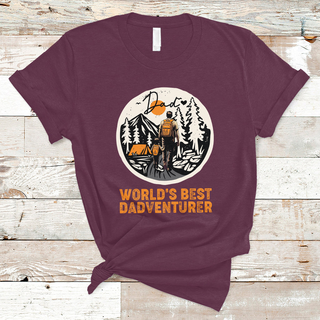 Camping Dad T Shirt World's Best Dadventure Dad Camping Outdoor Nature Lovers - Wonder Print Shop