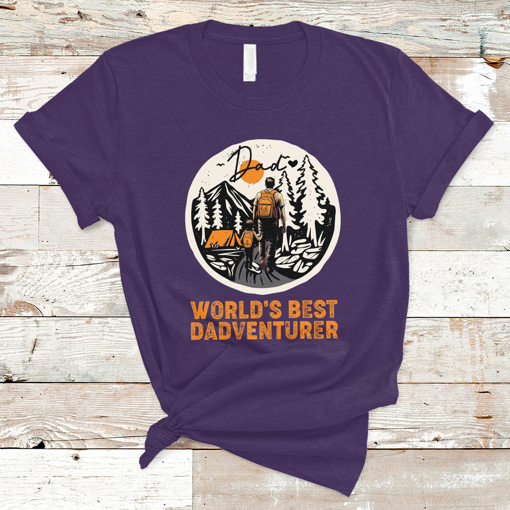 Camping Dad T Shirt World's Best Dadventure Dad Camping Outdoor Nature Lovers - Wonder Print Shop
