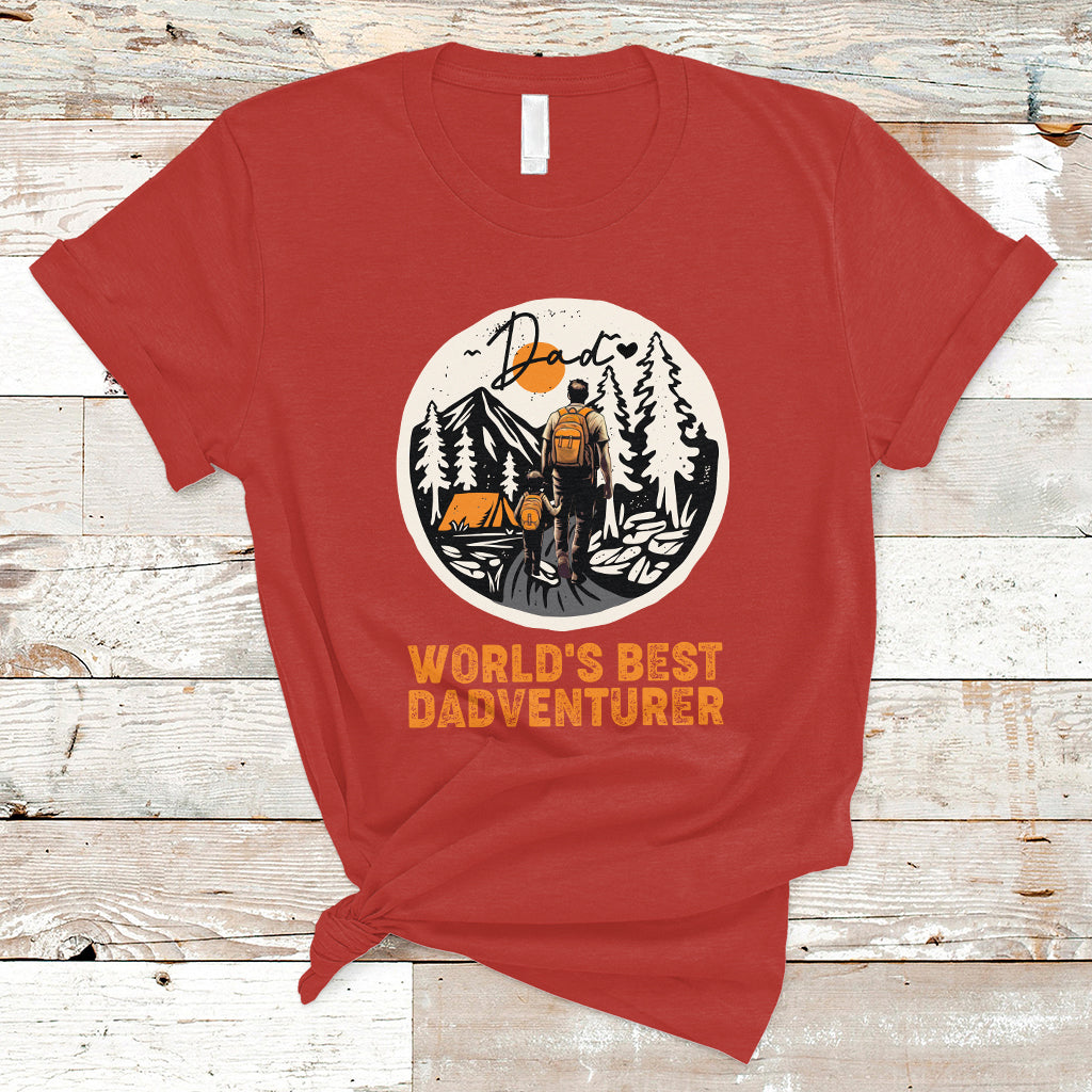 Camping Dad T Shirt World's Best Dadventure Dad Camping Outdoor Nature Lovers - Wonder Print Shop