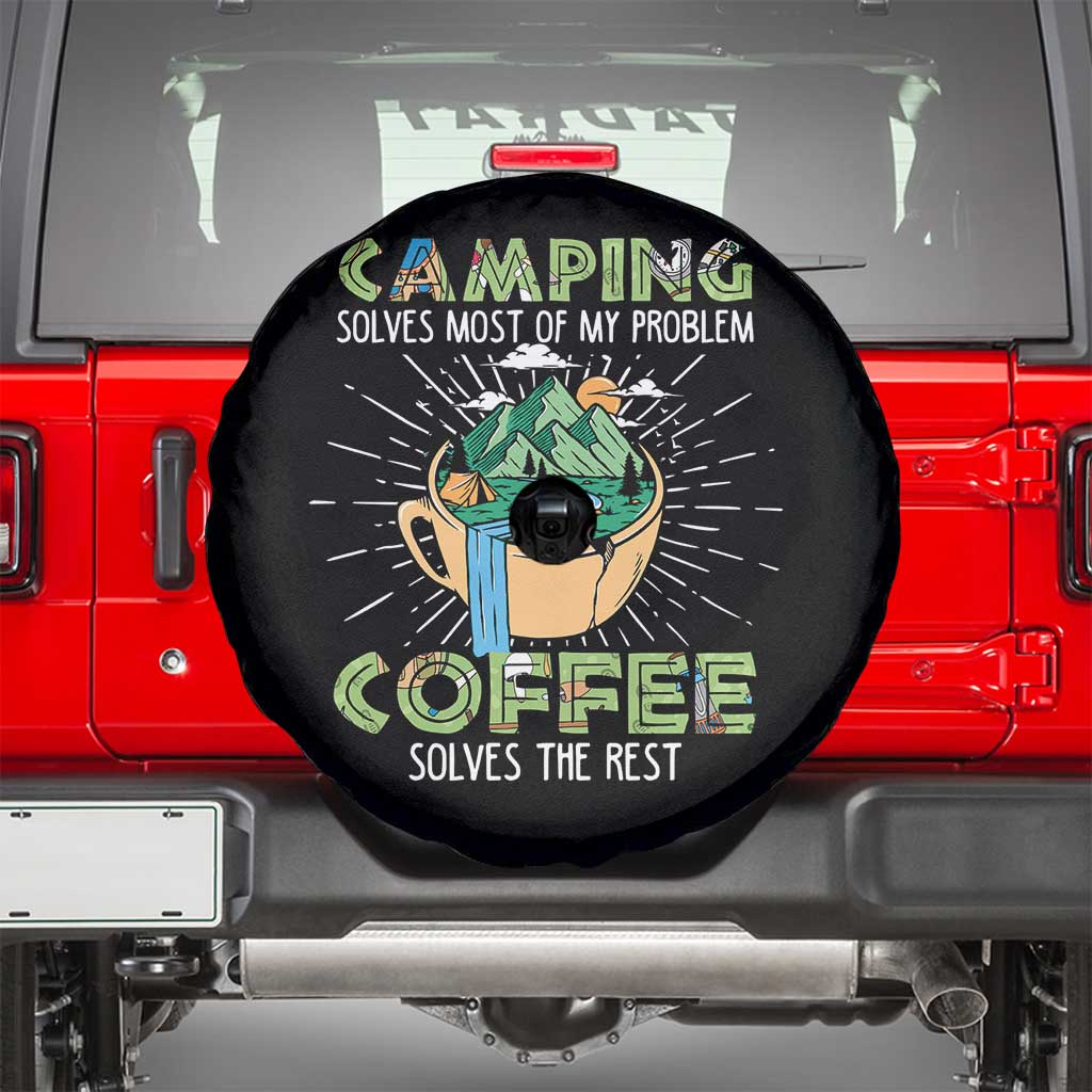 Camping Spare Tire Cover Camping Solves Problems Coffee Solves Rest Funny Camper