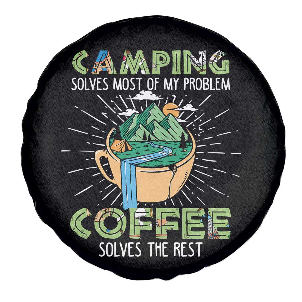 Camping Spare Tire Cover Camping Solves Problems Coffee Solves Rest Funny Camper