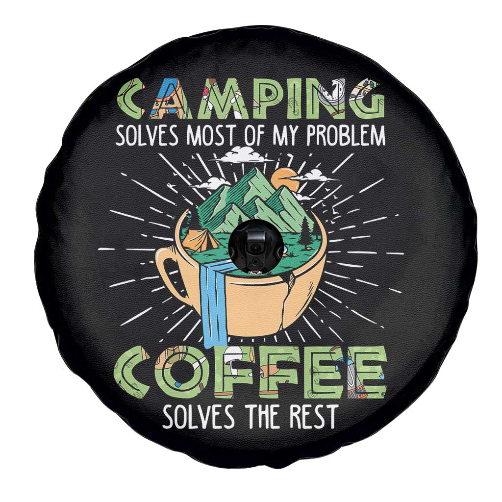 Camping Spare Tire Cover Camping Solves Problems Coffee Solves Rest Funny Camper