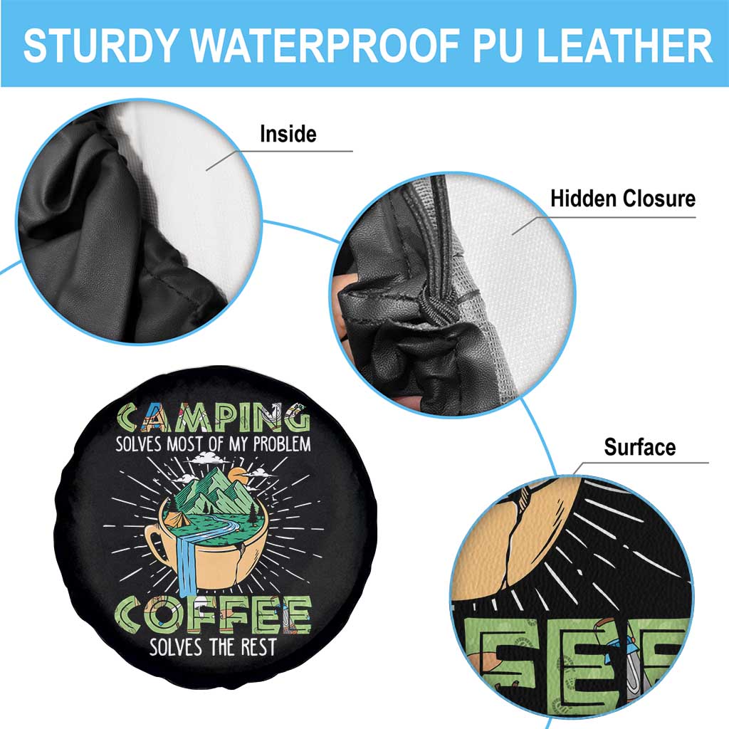 Camping Spare Tire Cover Camping Solves Problems Coffee Solves Rest Funny Camper