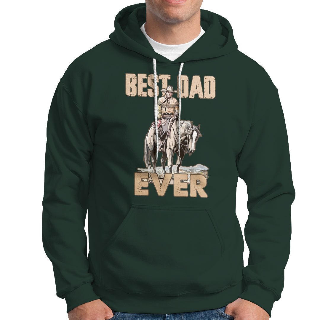 Horse Dad Hoodie Father's Day Best Dad Ever Retro Western Rodeo Cowboy Dad - Wonder Print Shop