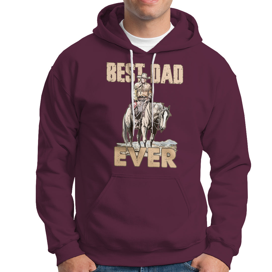 Horse Dad Hoodie Father's Day Best Dad Ever Retro Western Rodeo Cowboy Dad - Wonder Print Shop