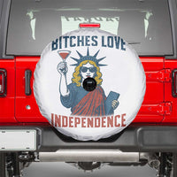 Funny 4th of July Statue of Liberty Cocktail Spare Tire Cover Retro Bitches Love Independence