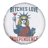 Funny 4th of July Statue of Liberty Cocktail Spare Tire Cover Retro Bitches Love Independence