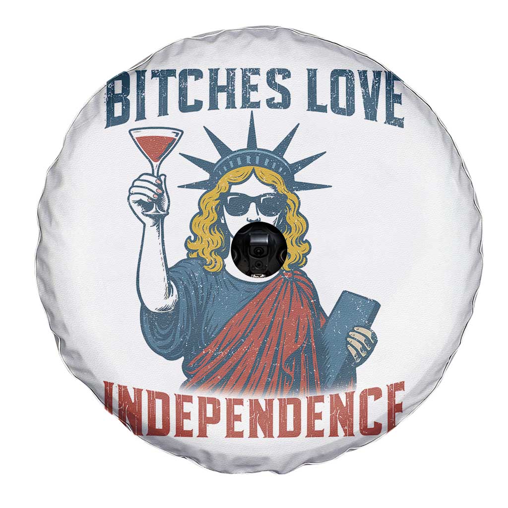 Funny 4th of July Statue of Liberty Cocktail Spare Tire Cover Retro Bitches Love Independence